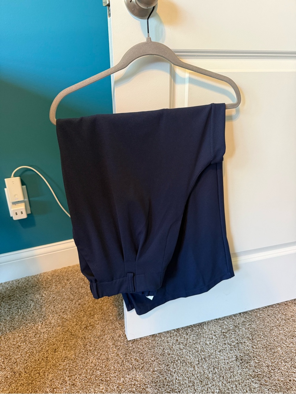 Halara Flex High Waisted Pocket Wide Leg Waffle Work Pants - Petite XL / Blue - Picture 4 of 5